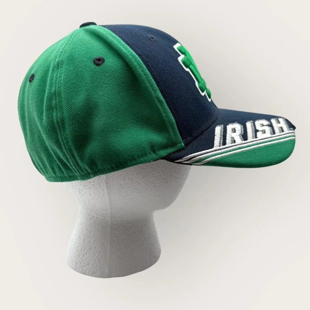 Notre Dame Fighting Irish Adidas Hat Green Navy Baseball Cap Size L-XL - Picture 4 of 8